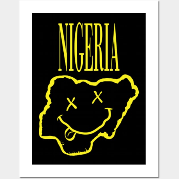 Vibrant Nigeria x Eyes Happy Face: Unleash Your 90s Grunge Spirit! Wall Art by pelagio